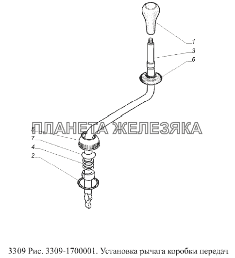 Установка рычага коробки передач ГАЗ-3309 (Евро 2)